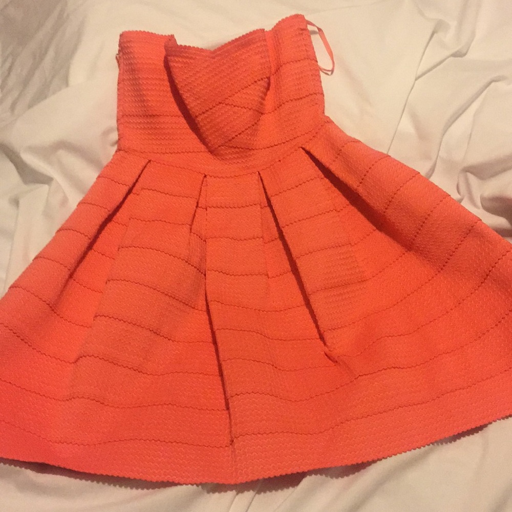 Orange strapless dress